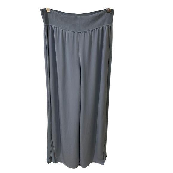 Theory Pants - Theory 100% Silk Split Hem Wide Leg Side Striped Trousers, Light Blue, Size M